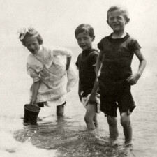 Picture 44 – The Bathers - Laeta McKinnon (Jane Thompson), Jack McKinnon and Douglas McKinnon (Thompson) circa 1909. Image provided by Elaine Riehm
