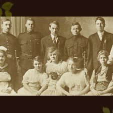 Picture 47 – High school drama club, Ina Roberts (Stephens) back right circa 1912. From Brampton's 100th Anniversary 1873 - 1973
